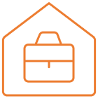 Ic&ocirc;ne d&rsquo;un b&acirc;timent avec mallette repr&eacute;sentant la gestion de la durabilit&eacute;